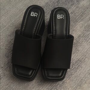 BP Elegant Black Slide Sandals